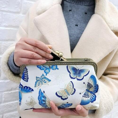 23*13*7cm Cotton Fabric Purse Mouth Gold Frame HandBag Material Kit Handmade Sewing Clutch Bag Womens Messenger Bags