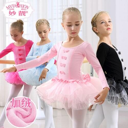 Girls Dance Suit Children Long Sleeve Ballet Performance Dress Female Dancing Costumes Children Practise Dancing Wear B-4666
