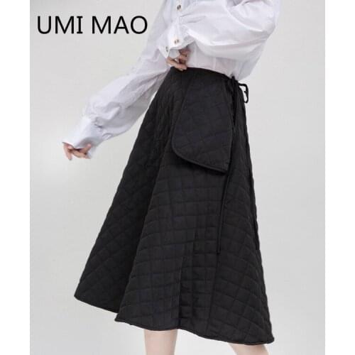 UMI MAO 2020 Design Sense Fashionable Cute Girl Big Pocket Big Profile Cotton Skirt A-line Skirt Autumn And Winter