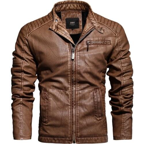 Spring Autumn Men Retro Leather Jacket Casual Motorcycle Pu Leather Jacket Male Zipper Business jaqueta Aviator Coats
