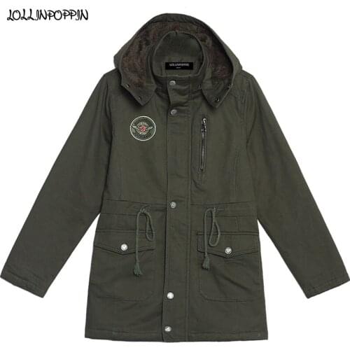 Military Style Women Fleece Army Green Jacket Winter Hooded Thick Coat Waist Drawstring Ladies Army Coat Embroidery Badge