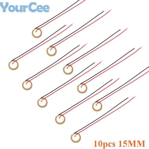 10Pcs Piezoelectric Piezo Ceramic Wafer Plate Dia 15mm For Buzzer Loudspeaker Sensor with Wire