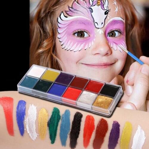 12 Colors Face Body Art Paint Oil Painting Makeup Kit for Drama Halloween Party Fancy Carnival Art Painting With Makeup Brush