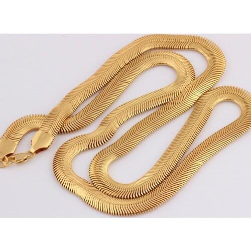 18KGP Gold Filled Necklaces 8mm 25 inch flat Snake Chian Hiphop Necklaces jewelry Accessories DIY for Women Men