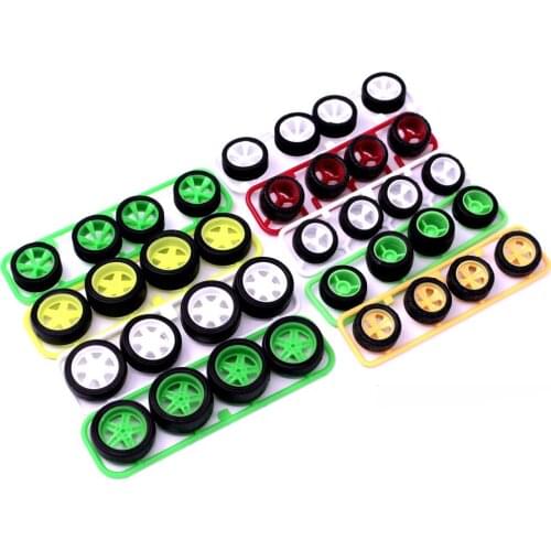 2 Sets Small/Medium/Large Diameter Tires with Wheels for 1/32 Scale Tamiya Mini 4WD Car Model