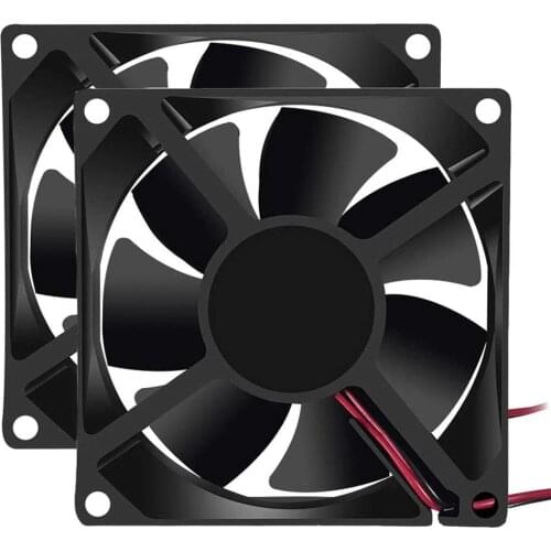 2 PCS 4500RPM 80mm x 80mm x 25mm Fan DC 12V 8025 Brushless Cooling Fan for Cooling PC Computer Case CPU Coolers Radiators 2 Pins