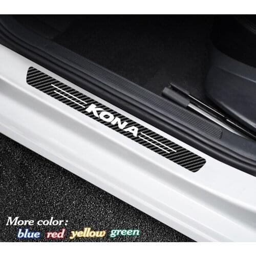 4Pcs Car Door Sill Carbon Fiber Sticker Protective Anti Scuff Sticker For Hyundai KONA EON Creta Equus IONIQ ix55 Solaris Sonata
