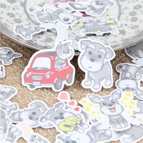 40 Pcs/lot Cute gray puppy daily Sticker Decal For Phone Car Case Waterproof Laptop Album diary Backpack Kids Toy Stickers