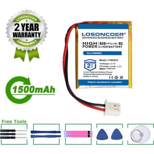 LOSONCOER Battery 1500mAh LP482833 Battery For 482833 482834 Recorder Speaker