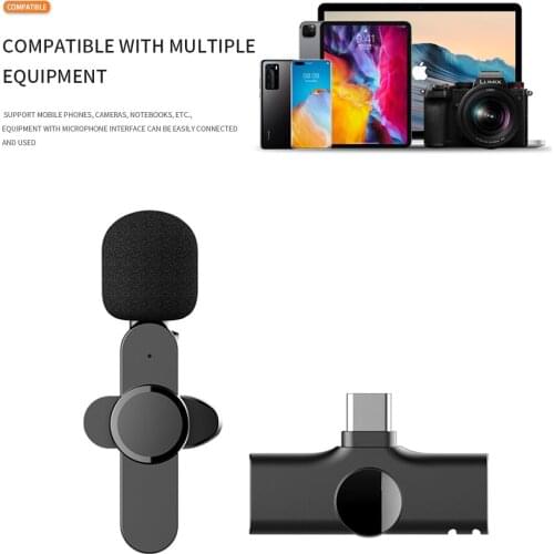Wireless Lavalier Microphone Portable Audio Video Recording Mic for iPhone and Android live broadcast gaming Phone Microfonoe