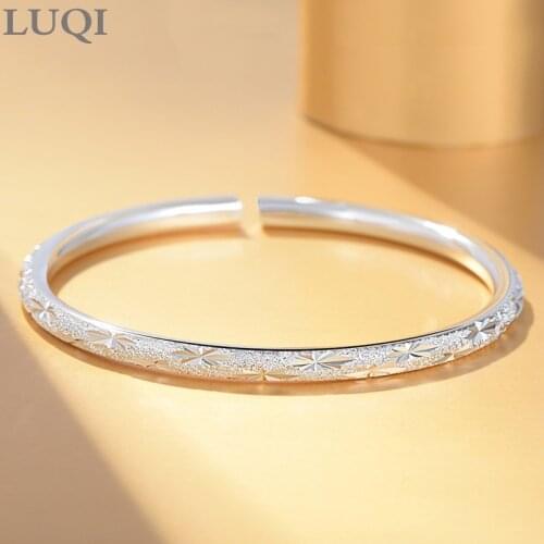 S925 silver elegant hand frosted star shape open bracelet 5M