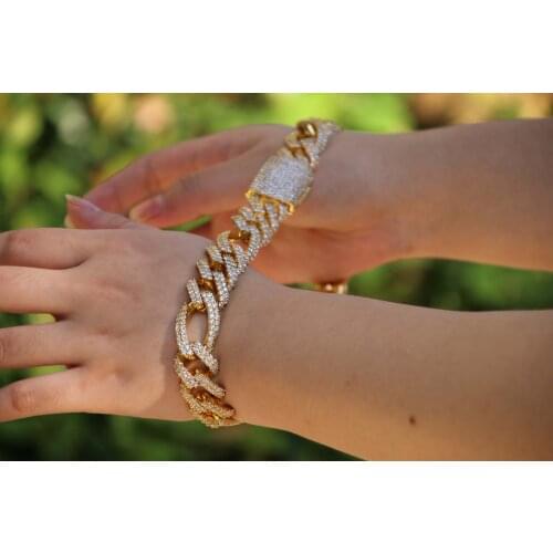 New design iced out hiphop figaro chain 19mm for men