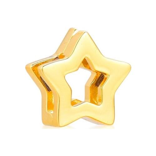 CKK 925 Sterling Silver Shine Star Clip Charms Beads DIY Jewelry Making Fits Reflexions Charm Bracelet bijoux femme