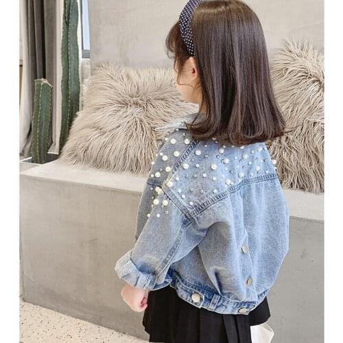 Spring Autumn Girls Jacket Korean Style Children Jeans Coats Loose Girls Denim Outerwear Costume BC882