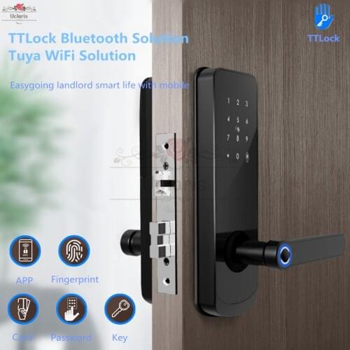Tuya Smart Door Lock Inteligentes Biometric Fingerprint Electronic TTlock Handle Locks With Password WiFi Phone APP Home Hotel