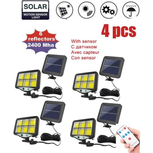 4pcs seperable 120 LED Solar Light Outdoor Solar Lamp Powered 3 Modes PIR Motion Sensor for Garden Decor Wall Street security Su