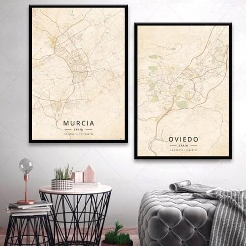 HD Gedruckt Map Murcia city map Oviedo city Leinwand Malerei Wand Kunst Poster wohnkultur Liefert
