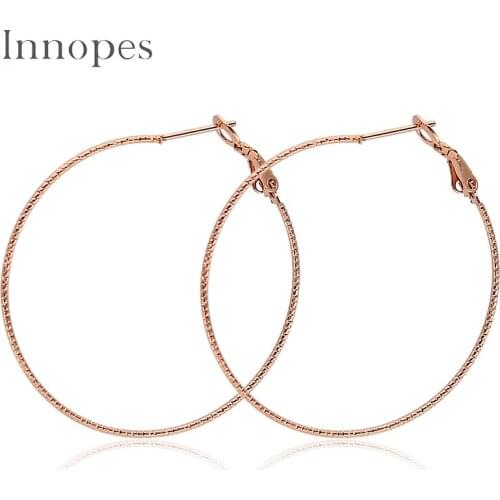 Innopes trendy gold hoop earrings hyperbole big circle earrings stainless steel round fashion jewelry earrings for women