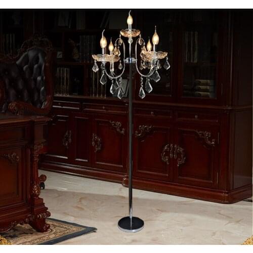 Study chrome led floor lamp Silver E14 candle holders wedding candlestick Restaurant crystal candelabra bedroom floor light