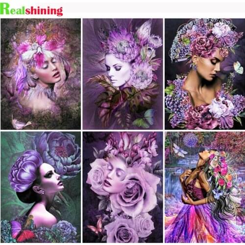 Fantasy Iris Girl Full Square Diamond Painting Woman Flower Cross Stitch Rhinestones Diamond Embroidery Mosaic Decor N2276