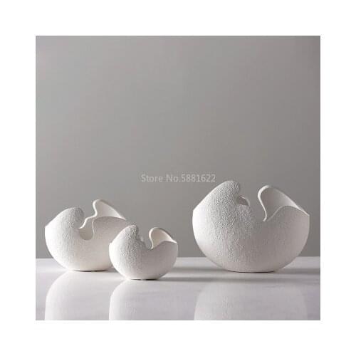 Ceramic Vase Creative Modern Fashion White Egg Shell Flower Card Home Decor Ornaments Home Decoration Vases for Flowers