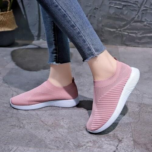 Women Plus Size 43 Casual Lightweight Walk Sneakers Female Woven Summer Mesh Upper Non-Slip Breathable Sock Shoes