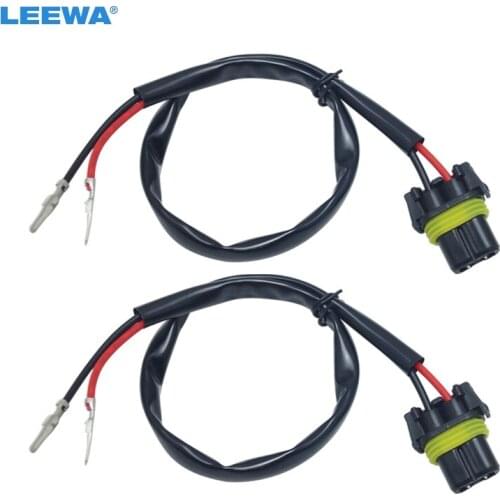 LEEWA 2pc Car H11-Pin Kits To 9005/9006 Female Power Cable HID Conversion Kit Xenon Lamp Bulb Power Wire Harness Plug #CA5979