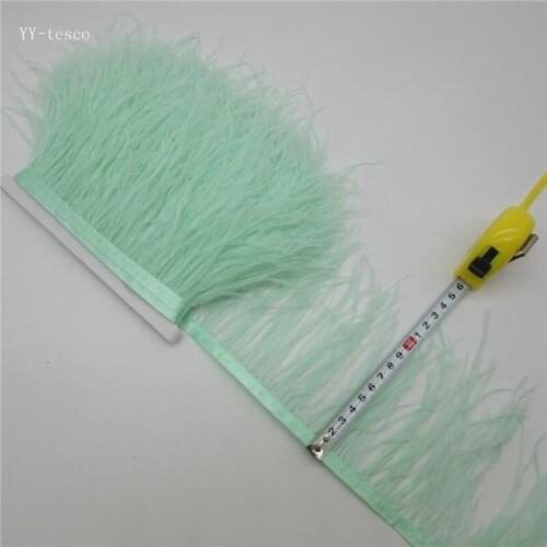 10 yards 4/6inch Mint color Ostrich Feather Ribbon Fringe Trim For Wedding Skirt Dress Decoration DIY Clothes Accessories