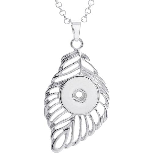 Hot XL0056 Tree leaf charm snap Pendant necklace fit 20mm snap buttons fashion DIY Fittings for snap jewelry wholesale