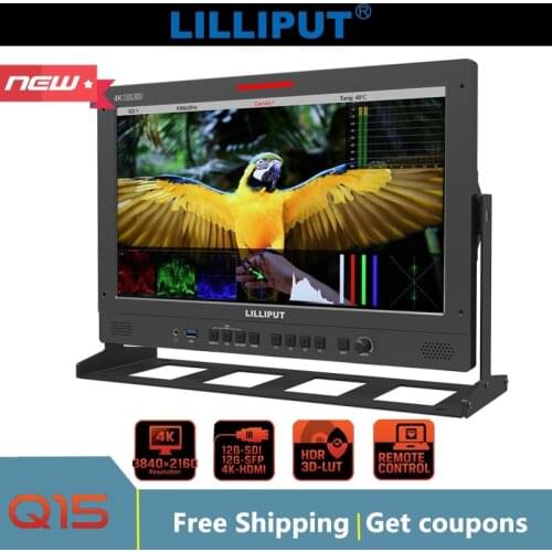 Lilliput Q15 HDR 3D-LUT 15.6 Inch 4K HDMI In Out 12G-SDI Broadcast Studio Monitor 12G-SFP Fiber Optic Input Connection