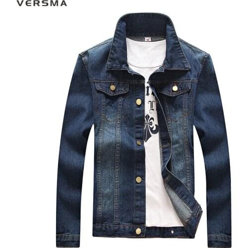 VERSMA Korean Shirt Design Girls Denim Jacket Men Camisa Cuadros Hombre Casual Shirt Blue Long Sleeve Denim Jeans Mens Shirts