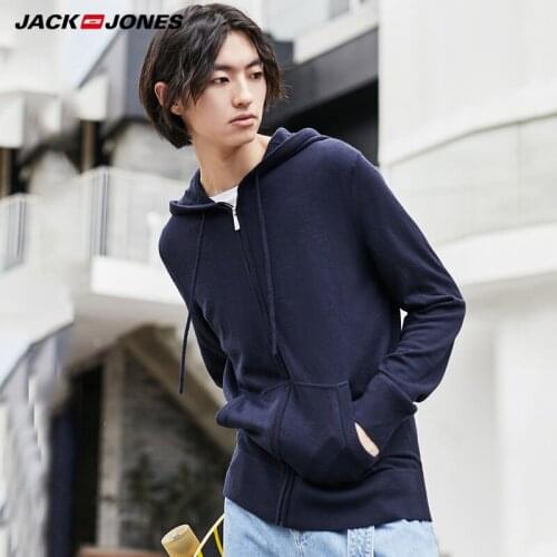 Jack Jones Men Winter Slim Fit Sports Hooded Knitted Sweater 219324505