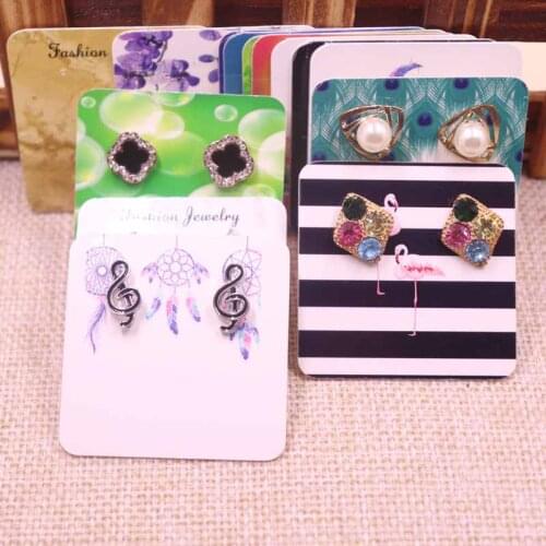 New Hot Sale 100pcs Diy stud/drop earring card white/kraft/black cardboard small cute earring products package card 5*5cm