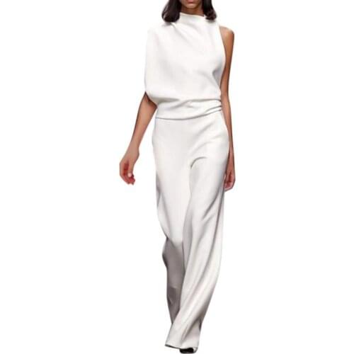 New Stylish Jumpsuit Sleeveless Loose Women Women Elegant Sleeveless Wide Leg Overall for Party Clothing