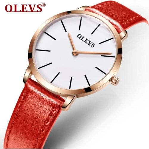 OLEVS Fashion Casual Quartz Brand Genuine Leather Strap Quartz Classic Simple Water Reistant Mens Watch Relojes Hombre L5868P