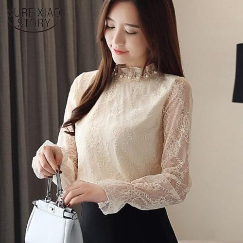 2020 autumn winters fashion women tops lace chiffon women blouses female long sleeves blouse shirt OL causal blusas 1774 50