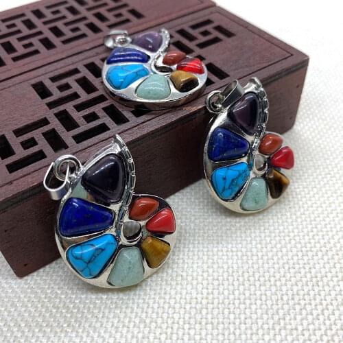 Natural Stone Necklace Pendant Snail Shaped Crystal Green Aventurine Lapis Lazuli Blue Turquoise Tiger Eye Jewelry Accessories
