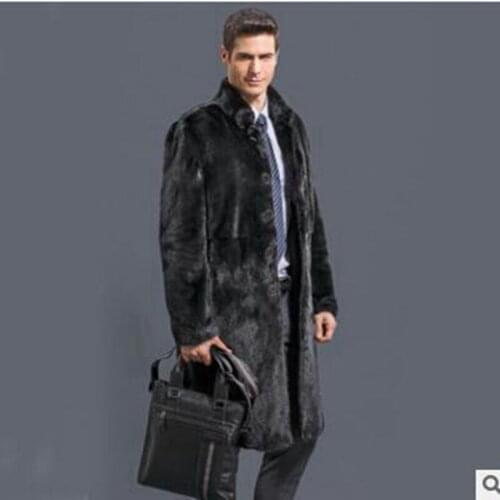 New Men Winter Coats 2018 New Fashion Faux Fox Fur Mens velvet coat fur coat winter Long Outwears Thick Plus Size Fur Overcoats