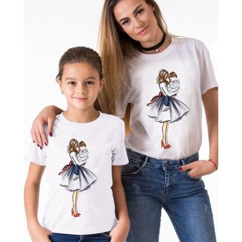Mother Daughter Dresses Round Collar T shirt Aesthetic Kids Clothes Family Look Outfits T-shirts ropa mujer Mom and kids Tshirt