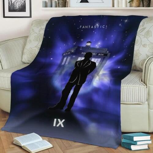 9th Doctor with Tardis 3D Print Plush Blanket Throw On Sofa Home Decor Soft Warmth Washable Nap Blanket Dropshipping