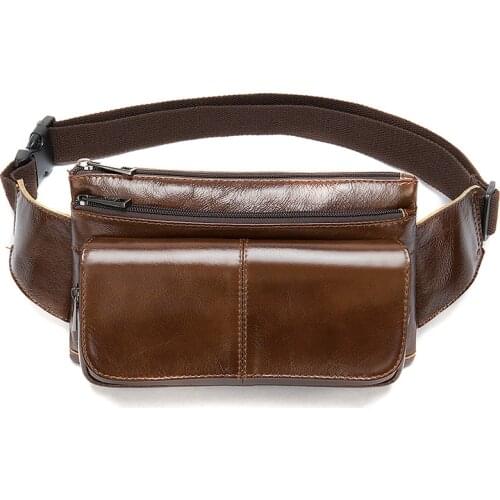 Luufan mens waist pack belt bag male fanny pack mens genuine leather belt bag for men man vintage belt banana hip bags