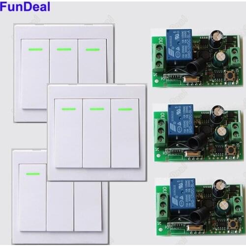 Hot AC 85V 110V 220V 250V 1CH RF Wireless Remote Control Switch Module Receiver + 3X 3CH 433Mhz 86 Wall Panel Remote Transmitter