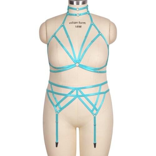 Harness Waist Belt Plus Size Busty Womens Underwear Collar Accessories Elastic Bondage Full Body Cage Bra Punk Goth Garters