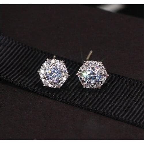 Austrian S925 silver earrings female temperament micro-inlaid diamonds earrings hypoallergenic fashion super flash earrings