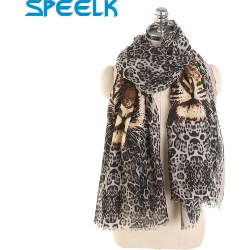 Spring Brand Leopard Scarf Women leopard Tiger Head Scarves Lady Cotton and linen Shawls And Wraps Bib scarf Dropshipping