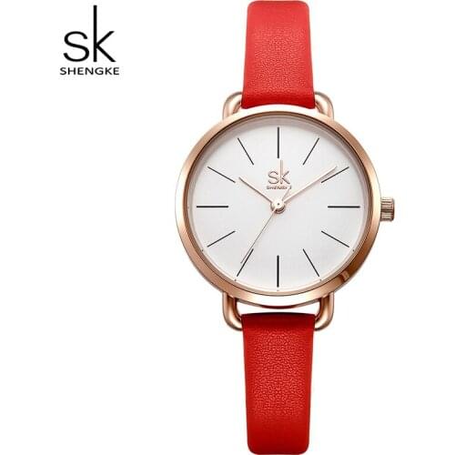 Shengke Thin Leather Watches Women Clock Top Brand Luxury Ladies Quartz Watch SK Reloj Mujer 2019 Womens Day Gift #K8021