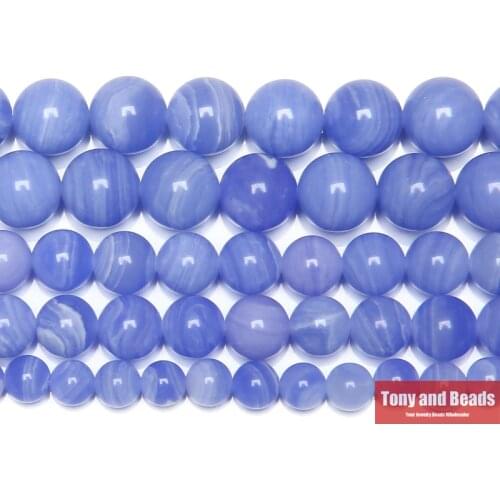 Synthetic Stone Blue Lace Chalcedony Jades Round Gem Beads 15" Strand 6 8 10 12MM Pick Size