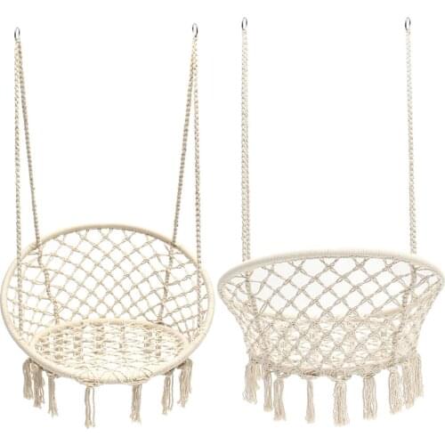 Nordic Cotton Rope Hammock Chair Handmade Knitted Indoor Outdoor Kids Swing Bed Adult Swinging Hanging Chair Hammock