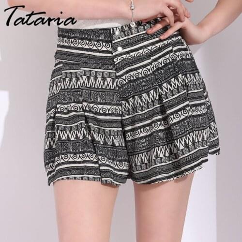 Tataria Wide Leg High Waisted Shorts For Women Summer Loose WomenS Shorts With High Waist Femme Causal Floral Print Causal