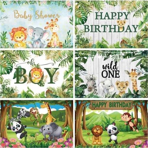 Yeele Photocall Birthday Backdrop Safari Party Jungle Animals Baby Shower Party Decor Photography Background For Photo Studio